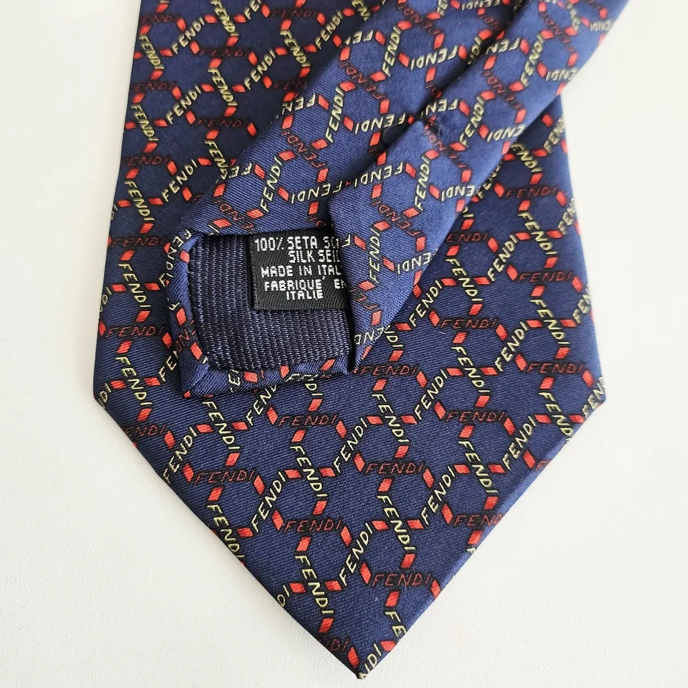 Fendi Navy Blue Silk Neck Tie